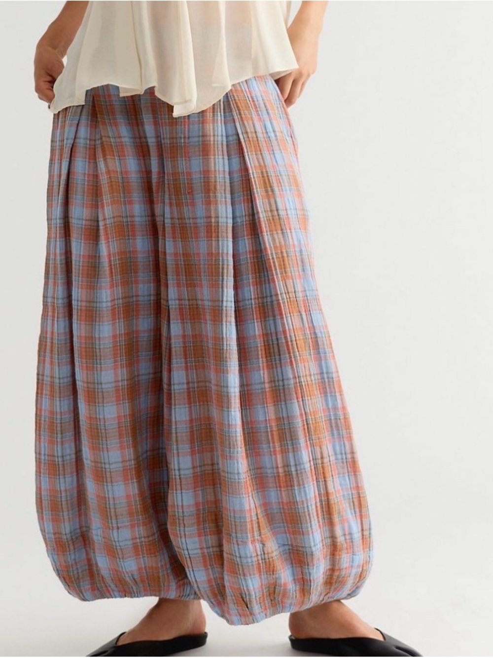 Free People Moonflower Plaid Balloon Pants Size Large